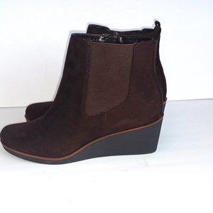 NWOT Aerosoles Brandi Women's Wedge Ankle Boots SIze 11 Chocolate Brown